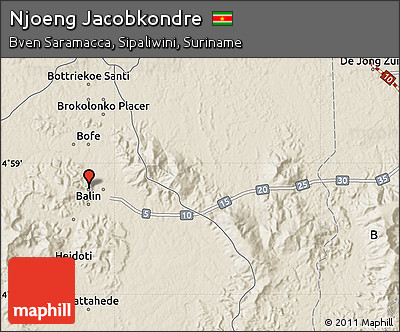 Shaded Relief Map of Njoeng Jacobkondre