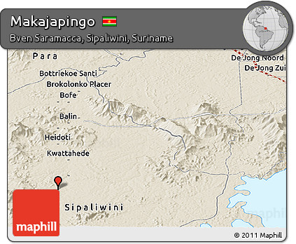 Shaded Relief Panoramic Map of Makajapingo