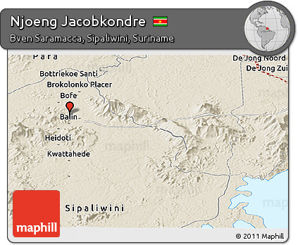 Shaded Relief Panoramic Map of Njoeng Jacobkondre