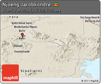 Shaded Relief Panoramic Map of Njoeng Jacobkondre