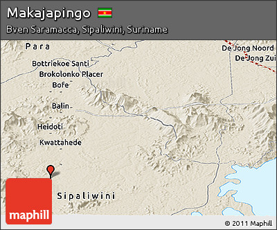 Shaded Relief Panoramic Map of Makajapingo