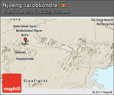 Shaded Relief Panoramic Map of Njoeng Jacobkondre