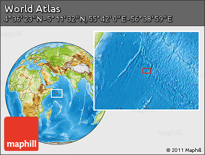 Physical Location Map of the Area around 4° 53' 57" N, 56° 10' 29" E