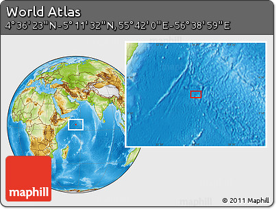 Physical Location Map of the Area around 4° 53' 57" N, 56° 10' 29" E