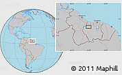 Gray Location Map of the area around 4° 53' 57" N, 56° 52' 30" W