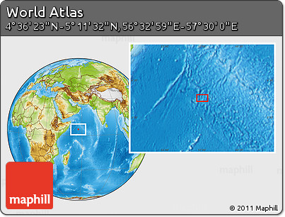 Physical Location Map of the Area around 4° 53' 57" N, 57° 1' 29" E