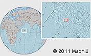 Gray Location Map of the area around 4° 53' 57" N, 58° 43' 30" E, hill shading