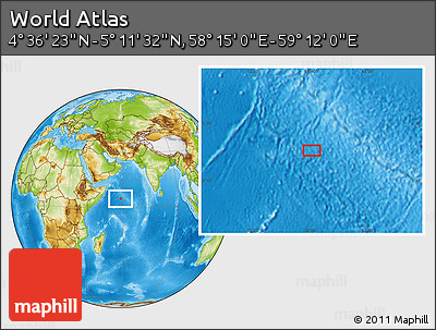 Physical Location Map of the Area around 4° 53' 57" N, 58° 43' 30" E