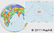 Political Location Map of the area around 4° 53' 57" N, 58° 43' 30" E