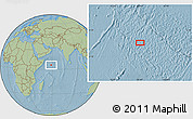 Savanna Style Location Map of the area around 4° 53' 57" N, 58° 43' 30" E, hill shading
