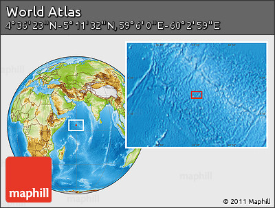 Physical Location Map of the Area around 4° 53' 57" N, 59° 34' 30" E