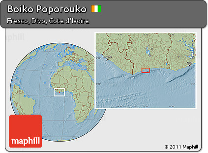 Savanna Style Location Map of Boiko Poporouko, hill shading