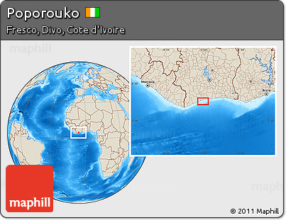 Shaded Relief Location Map of Poporouko