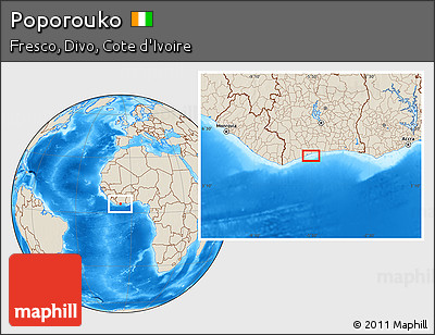 Shaded Relief Location Map of Poporouko