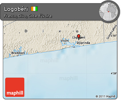 Shaded Relief Map of Logobéri