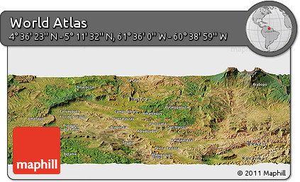 Satellite Panoramic Map of the Area around 4° 53' 57" N, 61° 7' 30" W