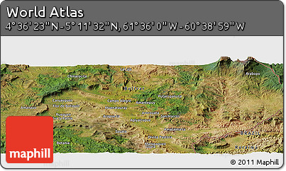 Satellite Panoramic Map of the Area around 4° 53' 57" N, 61° 7' 30" W