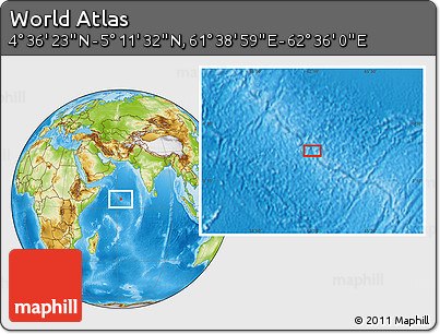 Physical Location Map of the Area around 4° 53' 57" N, 62° 7' 30" E