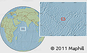 Savanna Style Location Map of the area around 4° 53' 57" N, 64° 40' 30" E, hill shading