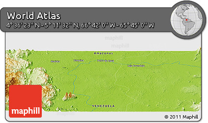 Physical Panoramic Map of the Area around 4° 53' 57" N, 66° 13' 29" W