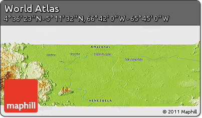 Physical Panoramic Map of the Area around 4° 53' 57" N, 66° 13' 29" W