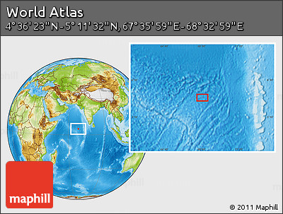 Physical Location Map of the Area around 4° 53' 57" N, 68° 4' 29" E