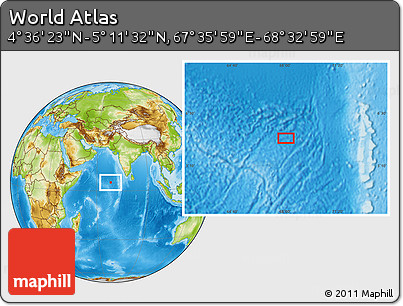 Physical Location Map of the Area around 4° 53' 57" N, 68° 4' 29" E