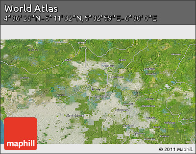 Satellite 3D Map of the Area around 4° 53' 57" N, 6° 1' 30" E