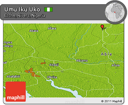 Physical Panoramic Map of Umu Iku Uko