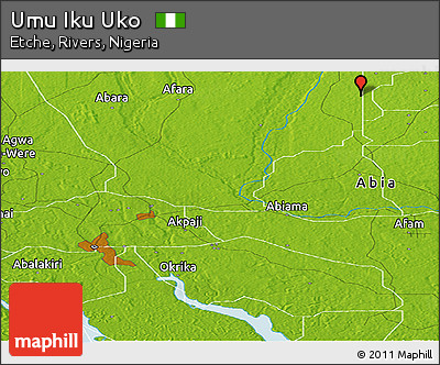 Physical Panoramic Map of Umu Iku Uko