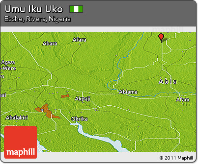Physical Panoramic Map of Umu Iku Uko