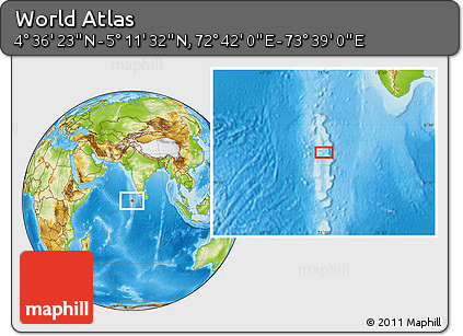 Physical Location Map of the Area around 4° 53' 57" N, 73° 10' 30" E