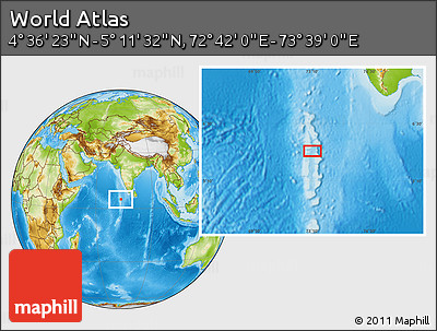 Physical Location Map of the Area around 4° 53' 57" N, 73° 10' 30" E