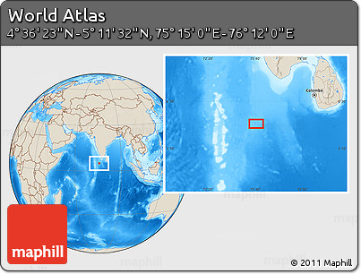Shaded Relief Location Map of the Area around 4° 53' 57" N, 75° 43' 29" E