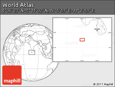 Blank Location Map of the Area around 4° 53' 57" N, 76° 34' 29" E