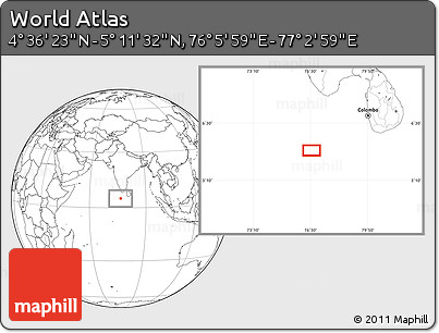 Blank Location Map of the Area around 4° 53' 57" N, 76° 34' 29" E