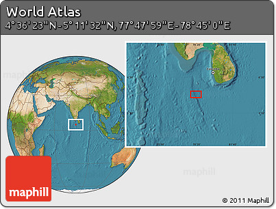 Satellite Location Map of the Area around 4° 53' 57" N, 78° 16' 30" E