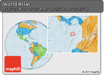 Political Location Map of the Area around 4° 53' 57" N, 79° 49' 29" W