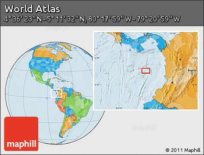 Political Location Map of the Area around 4° 53' 57" N, 79° 49' 29" W