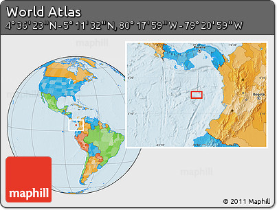 Political Location Map of the Area around 4° 53' 57" N, 79° 49' 29" W