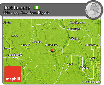 Physical 3D Map of Ikot Imonte