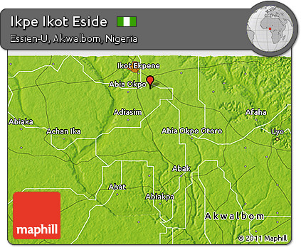 Physical 3D Map of Ikpe Ikot Eside