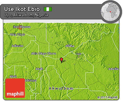 Physical 3D Map of Use Ikot Ebio