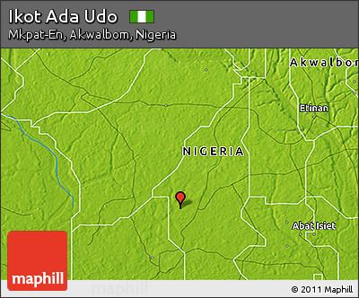 Physical 3D Map of Ikot Ada Udo