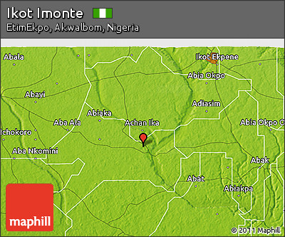 Physical 3D Map of Ikot Imonte