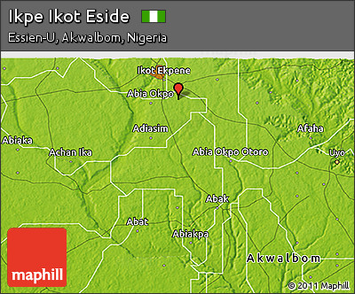 Physical 3D Map of Ikpe Ikot Eside