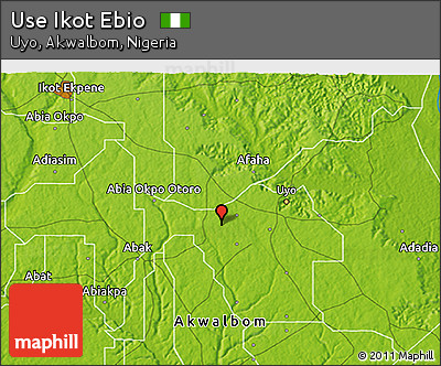 Physical 3D Map of Use Ikot Ebio