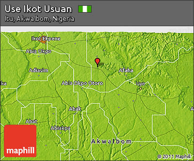 Physical 3D Map of Use Ikot Usuan