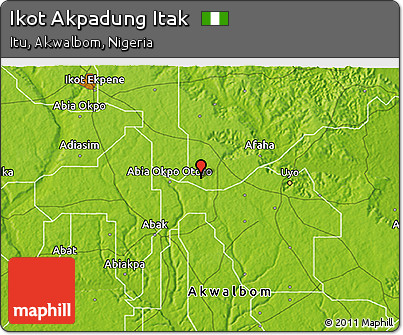 Physical 3D Map of Ikot Akpadung Itak