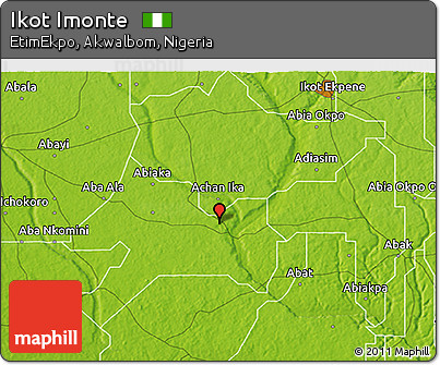 Physical 3D Map of Ikot Imonte